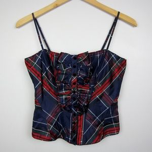 Ralph Lauren Rugby plaid ruffle bustier top